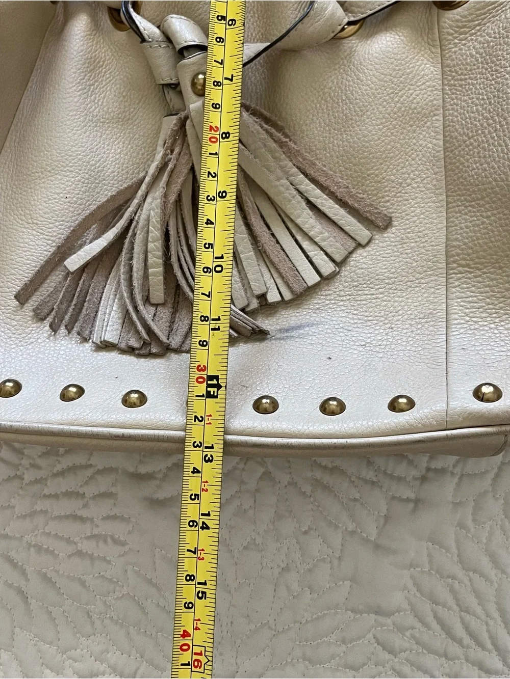 Anne Klein Cream Pebbled Leather Bag